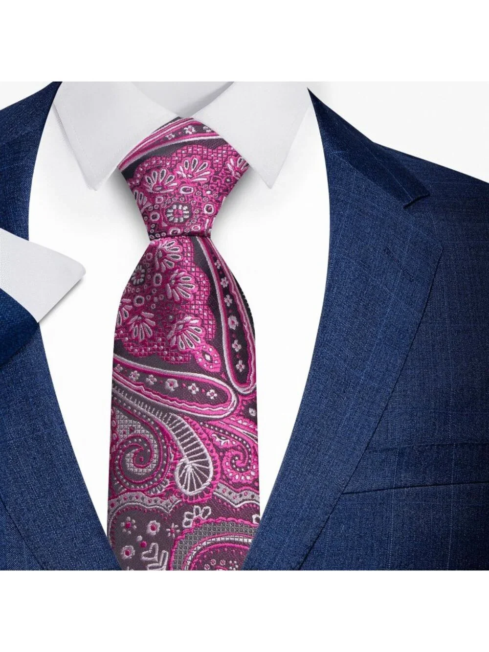 Men's Magenta & Purple 100% Microfiber Paisley Formal Necktie For Business
